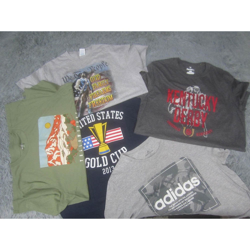 Mixed Brands Shirt Lot 5 Mens Large Graphic Patriotic Adidas Kentucky Derby USA